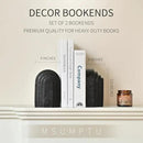 Decorative Bookends for Shelves, Set of 2 Book Ends for Heavy Books, Layered Arch Design Black Bookend by CozyNest Decor
