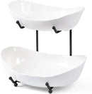 HBlife Fruit Bowl for Kitchen Counter - 2 Tier Ceramic Fruit Rack, Fruit Basket for Fresh Fruit&Veggies, Tiered Fruit Platter Serving Trays for Party