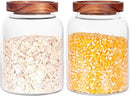 Glass Storage Jars with Airtight Lids, Set of 2 42 FL OZ (1250ml) coffee container with Wooden Lid, Glass Pantry Canister for Beans, Rice, Sugar and etc (6.3 inch high) by CozyNest Decor
