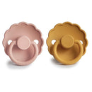 FRIGG Daisy SilkySoft Silicone Baby Pacifier | Made in Denmark | BPA-Free (Rose Gold/Honey Gold, 6-18 Months) by TinyTreasures Baby Boutique
