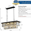 Crystal Chandeliers for Dining Room 11-Light Black Modern Chandelier Rectangle Contemporary Pendant Light Fixture for Kitchen Island Bar L33.5 Inch by CozyNest Decor