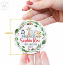 Unifury Personalized Baby First Christmas Ornament 2024, Keepsake for Babies First Christmas Tree, Holiday Decor for Celebrating Ceramic Babys 1st Christmas Ornament 2024, Safari Animal Holly by TinyTreasures Baby Boutique