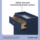 Storkcraft California 3-Drawer Chest with Removable Changing Topper (Midnight Blue with Driftwood) – GREENGUARD Gold Certified, Interlocking Drawer System, Pre-Installed Tracks, Easy Assembly by TinyTreasures Baby Boutique