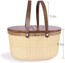 Nantucket Basket Crafts Cane-on-Cane Weave Picnic Basket Shopping Basket Basket Storage Basket Two Swing Handles (Black Walnut Activity Double Open) by GreenHaven Gardens