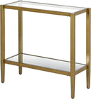 Henn&Hart 24" Wide Rectangular Side Table with Glass Shelf in Antique Brass, Table for Living Room, Bedroom by CozyNest Decor