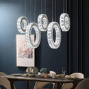 Buccleuch Modern Crystal Chandelier, Dimmable LED Ceiling Light Fixture 5-Ring Adjustable Stainless Steel Pendant Light, Silver Crystal Chandeliers for Dining Room, Bedroom, Living Room - Cool White by CozyNest Decor