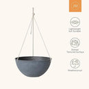 LA JOLIE MUSE Large Hanging Planters for Outdoor Plants - Hanging Flower Pots Weathered Gray (13.2 Inch, Set of 2) by CozyNest Decor