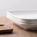 DELLING Large Serving Platter Set 12in White Rectangular Serving Plates/Salad Dish - Big Serving Trays for Parties Meat, Sushi, Dinner Plate Oven Safe Dinnerware Set of 3 by CozyNest Decor