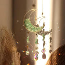 Crystal Suncatcher Hanging Moon Sun Light Catcher with Glass Prisms for Window Natural Green Quartz Decor Home Indoor Making Rainbows by GreenHaven Gardens