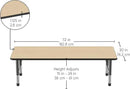 Factory Direct Partners FDP Rectangle Activity School and Classroom Kids Table (30 x 72 inch), Chunky Toddler Leg, Adjustable Height 15-24 inches - Maple Top and Black Edge by CozyNest Decor