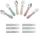 PandaEar 6 Pieces Baby Toddler Silicone Stainless Steel Utensils Silverware Spoon Fork for Baby Toddler BPA Free with Silicone Holding Anti-Choke Design (Blue Pink White) by TinyTreasures Baby Boutique