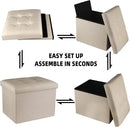 ALASDO Storage Ottoman Footrest Stool Small Ottoman with Storage Foldable Ottoman Foot Rest Footstool Bench for Living Room 17x13x13inches Beige by CozyNest Decor