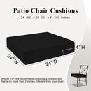 Outdoor Chair Cushions Set of 2 for Patio Furniture 24x24x4 Inch Waterproof Patio Chair Cushion 3 Year Color Fastness Square Elastic Foam Garden Couch Pads with Ties and Handle,Black by GreenHaven Gardens