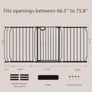 owlie 37.4" Extra Tall Wide Baby Gate for Stairs Doorways,66-75 Inch Extra Large Long Baby Gate with Door Indoor Safety Metal Pressure Mounted Pet Gate with Walk-Thru Auto Close, Black by TinyTreasures Baby Boutique