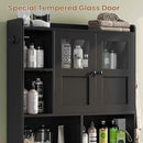 Itaar Over The Toilet Storage Cabinet, Over Toilet Bathroom Organizer with Glass Doors & Toilet Paper Holder Stand, Home Space-Saving Toilet Rack, for Bathroom, Restroom, Laundry(Black) by CozyNest Decor