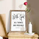 Christian Wooden Wall Signs, Religious Home Decor, Farmhouse Decor for Home Office, Christian Gift, Hanging Framed Wall Plaque 15 * 11.5 inches, With God All Things are Possible Sign by CozyNest Decor