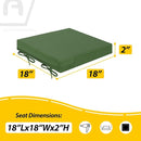 AAAAAcessories Outdoor Seat Cushions for Chairs, Waterproof, Fade-Resistant Patio Furniture Replacement Cushions, 18" x 18" x 2", Set of 2, Dark Moss by GreenHaven Gardens
