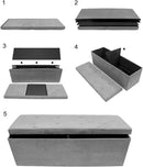 Sorbus Storage Ottoman Bench – Collapsible/Folding Bench Chest with Cover – Perfect Toy and Shoe Chest, Hope Chest, Pouffe Ottoman, Seat, Foot Rest, – Contemporary Faux Suede (Gray) by CozyNest Decor