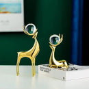 Sziqiqi Brass Reindeer Sculptures Animal Figurine Statues Christmas Deer Pure Copper Heavy Reindeer Ornaments for Home Decor Accents Living Room Office Bookself Tabletop Mantle Decoration by CozyNest Decor