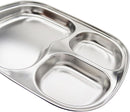 Korean Stainless Steel Divided Plates, Kids Toddlers Babies Tray, BPA Free, Diet Food Control, Camping Dishes, Compact Serving Platter, Dinner Snack, 3 Compartment Plate Silver, Set of 2 by TinyTreasures Baby Boutique