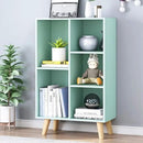 IOTXY Wooden Open Shelf Bookcase - 3-Tier Floorstanding Display Cabinet Rack with Legs, 5 Cubes Free Standing Bookshelf, Tiffany-Green by CozyNest Decor