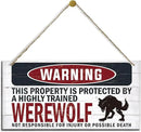Warning Sign, Werewolf Warning Wood Plaque Sign, Funny Door Signs, Decorative Wood Hanging Suspension Plaque, Farmhouse Wooden Wall Decor, Outdoor Hanging Wooden Signs by CozyNest Decor