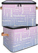 Custom Storage Basket with Name, Personalized Storage Bins with Zipper Lid, Foldable Fabric Storage Box Large capacity with Handle Pink Purple by TinyTreasures Baby Boutique
