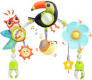 Koty Baby Stroller Arch Toy with Teether, Rattle, Crinkle Sound, Mirror & Music Box, Newborns Sensory Activity Carrier Take-Along Toy, Adjustable for Bouncers, Car Seat & Pram 0M+(Toucan) by TinyTreasures Baby Boutique