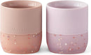 Moonkie Silicone Baby Cups 4 Months+ | Open Training Drinkware for Infants with Confetti Sprinkles | Baby-Led Weaning Essential | 2 oz (Blush/Soft Lilac, 2 Pack) by TinyTreasures Baby Boutique