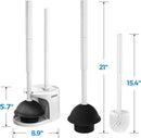 2Pack 2 in 1 Toilet Brush and Plunger Set, Extended Handle Plunger，Toilet Bowl Brush Plunger Set,Bathroom Cleaning Tools ，Toilet Brush Plunger Combo，Cleaning Brush，Cleaning Supplies(White) by CozyNest Decor