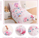 PERFEMET 4 Pieces Girls Toddler Bedding Set Pink Castle Fairy Tales Toddler Comforter Set Reversible Colorful Rainbow Princess Printed Toddler Bed Set with Sheets(Pink, Castle) by TinyTreasures Baby Boutique