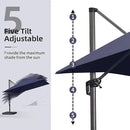 PURPLE LEAF 9' X 11.5' Cantilever Outdoor Rectangle Umbrella Patio Umbrella with Base Offset Umbrella with 360-degree Rotation for Garden Pool Deck Patio Navy Blue by GreenHaven Gardens