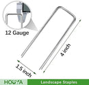200 Pack Landscape Staples 4 Inch 12 Gauge Garden Stakes Galvanized Garden Staples Ground Pins Anti-Rust Ground Stakes for Weed Barrier, Irrigation Tubing, Yard Lawn, Landscape Fabric by CozyNest Decor
