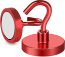 MIKEDE Strong Magnetic Hooks, 110Lbs Heavy Duty Magnetic Hooks for Cruise, Neodymium Earth Magnets with Hooks for Hanging, Super Metal Magnetic Hanger for Grill, Storage (Red,10 Pack) by CozyNest Decor