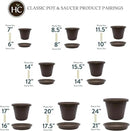 The HC Companies 16 Inch Round Plastic Classic Plant Saucer - Indoor Outdoor Plant Trays for Pots - 16"x16"x3" Chocolate by GreenHaven Gardens
