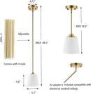 Modern Gold Pendant Light 3 Pack Brushed Brass Mid Century Chandelier White Cylinder Glass Shades Adjustable Rods Farmhouse Ceiling Hanging Lighting Fixture Kitchen Island Dining Room Bedroom by CozyNest Decor