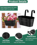vensovo Metal Railing Planter for Outdoor Plants - 3 Pack Balcony Hanging Flower Pots with Detachable Hooks and Drain Holes Oval Bucket Rail Box Fence Planters for Home Garden Decor, Black by GreenHaven Gardens