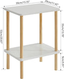 IBUYKE 2-Tier Side Table, Solid Wood Tall End Table with Storage Shelves, Nightstand Bedside Table for Living Room Bedroom Office, No-Tool Assembly, White UWST002W by CozyNest Decor