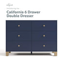 Storkcraft California 6 Drawer Double Dresser (Midnight Blue with Driftwood) – GREENGUARD Gold Certified, Spacious Storage Organizer for Kids’ Room, Safety Interlocking Drawer System by TinyTreasures Baby Boutique