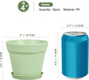 4 inch Small Plastic Nursery Pots, Seedling Pots - 16 Pack Plant Pots for Indoor & Outdoor Plants, Decorative Flower Pots with Drainage Holes and Saucers for House Plants, Green by GreenHaven Gardens