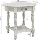 MODERION Oval End Table with Drawer, Solid Wood Sofa Side Storage Shelf, Traditional Living Room Corner Table, Nightstand, Easy Assembly 28INCH x 22INCH 24INCH Antique Walnut CJZ2233RW White by CozyNest Decor