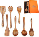 7-Piece Wooden Cooking Utensil Set - Teak Spatula and Spoons for Kitchen by CozyNest Decor
