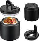 Soup Thermo for Hot Food Kids 25.5oz Lunch Containers with Buckle Lid Wide Mouth Hot Food Jar Vacuum Insulated Stainless Steel Bento Box Leakproof with Spoon(Black) by TinyTreasures Baby Boutique