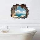 Cave by The Sea Wall Stickers for Living Room Large 3D Broken Wall Wall Decals Removable Peel and Stick Wall Art Home Decor Decoration for Bedroom Bathroom Classroom Library by CozyNest Decor