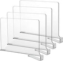 LikeU Acrylic Shelf Dividers for Closets,4 PCS Wood Shelf Dividers,Clear Shelf Separators,Perfect for Clothes Organizer and Bedroom Kitchen Cabinets Shelf Storage and Organization… by TinyTreasures Baby Boutique