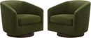CHITA Swivel Accent Chair, FSC Certified Upholstered Velvet Barrel Chair for Living Room Set of 2, Fully Assembled, Forest Green by CozyNest Decor