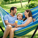 Double Hammock with Stand, 2 Person Hammock with Carrying Bag,Heavy Duty Portable,500 lb Capacity, Perfect for Both Indoors and Outdoors，Ocean Breeze by GreenHaven Gardens