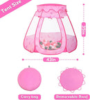 Baby Ball Pit for Toddler with 50 Balls, Kids Pop Up Play Tent for Girls, Princess Toys for Children Indoor Outdoor Playhouse with Carry Bag by TinyTreasures Baby Boutique