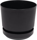 Elly Décor 14 inch Plastic Cylinder Planter Pot with Self-Watering Saucer and Drainage Hole,Lightweight & Extremely Durable, 14"x 14", Black by CozyNest Decor