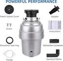 Powerful 1HP Stainless Steel Garbage Disposer, Dishwasher-Friendly and Continuous Feeding Waste Disposer, Grinding Material Four-Stage Grinding, Silver by CozyNest Decor